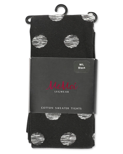 Dotted Blend Opaque Cotton Sweater Tights : Color: Black
