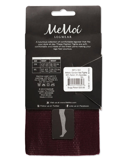 Women's Artistic Garden Nylon Net Tights : Color: Fig