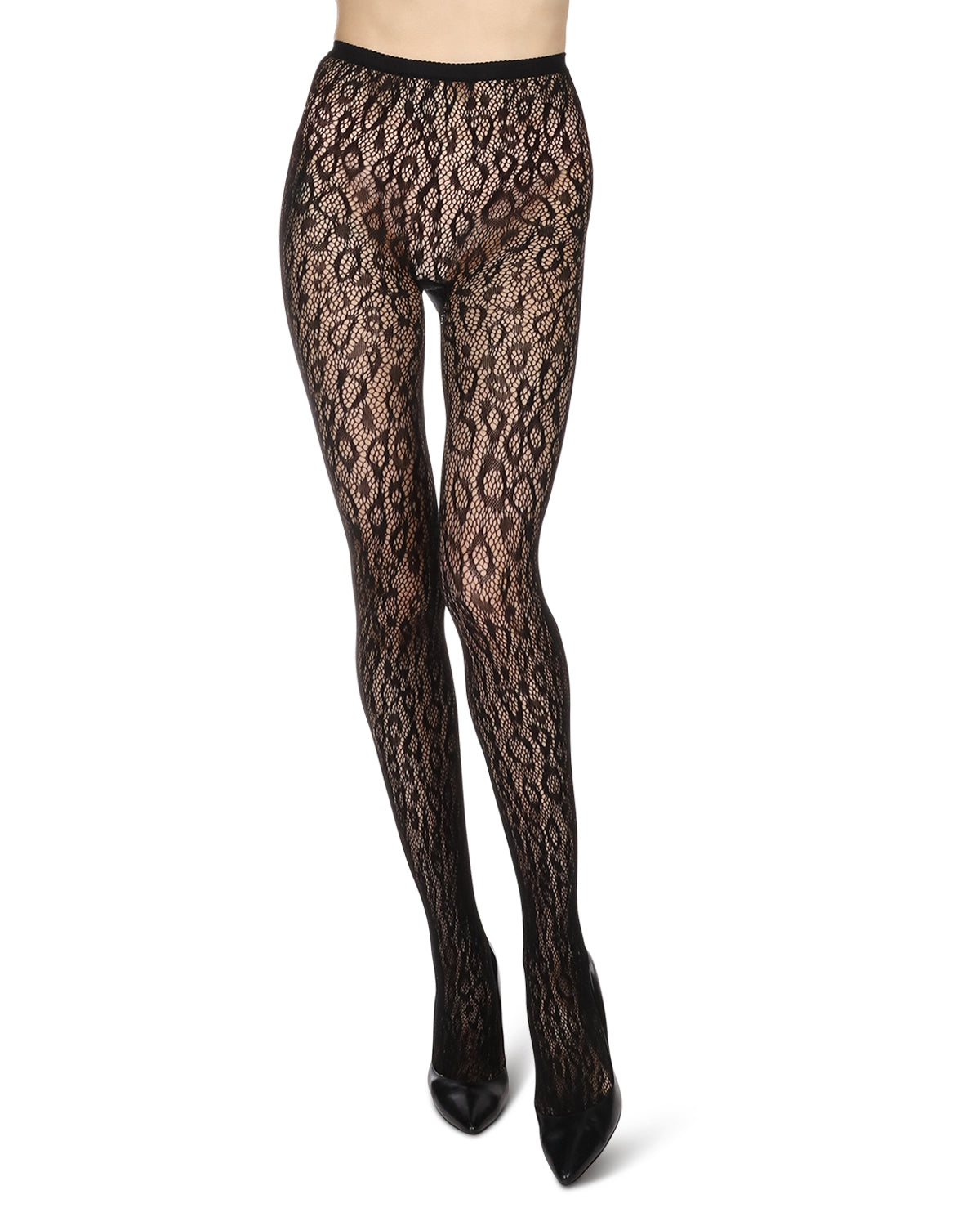 Cheetah Print Breathable Net Tights : Color: Black