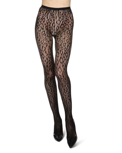 Cheetah Print Breathable Net Tights : Color: Black
