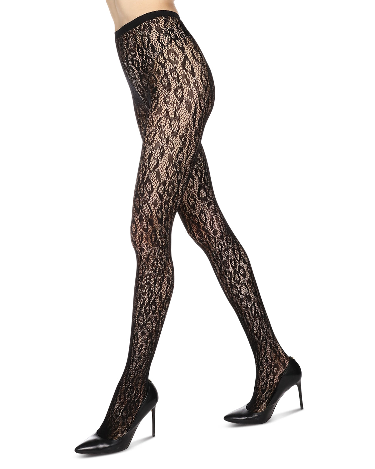 Cheetah Print Breathable Net Tights : Color: Black