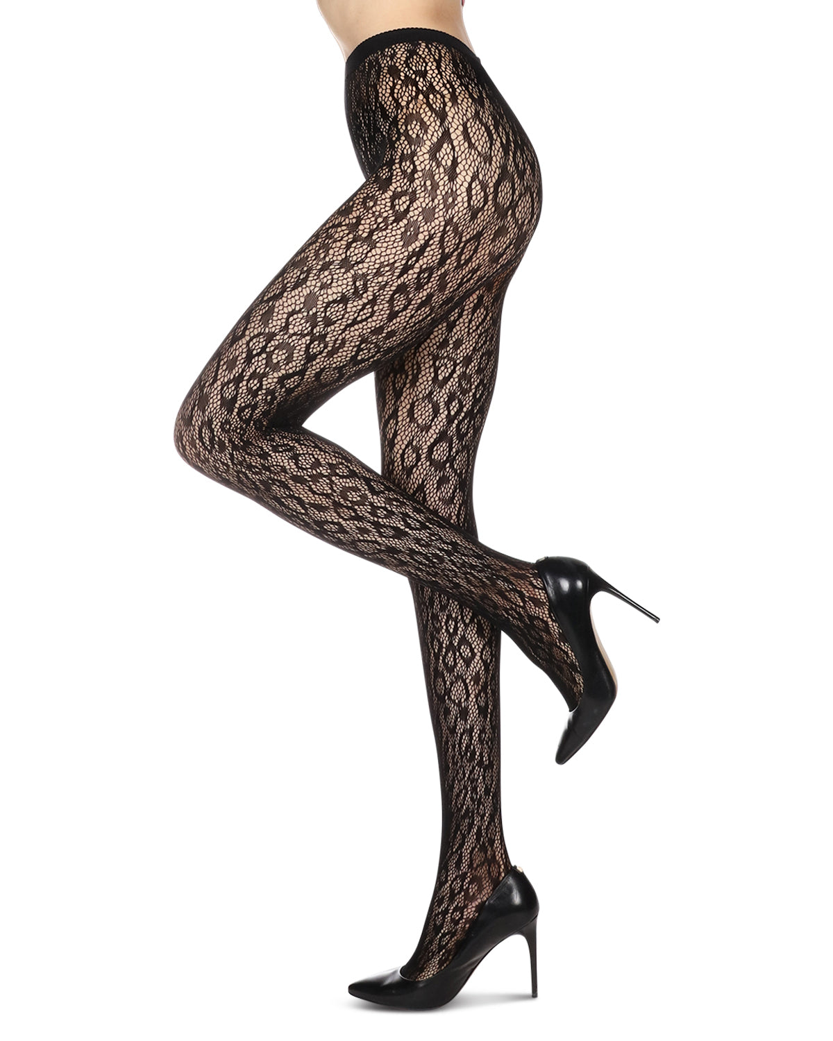 Cheetah Print Breathable Net Tights : Color: Black