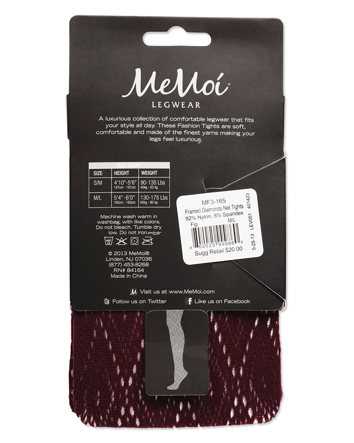 Women's Framed Diamonds Nylon Net Tights : Color: Fig