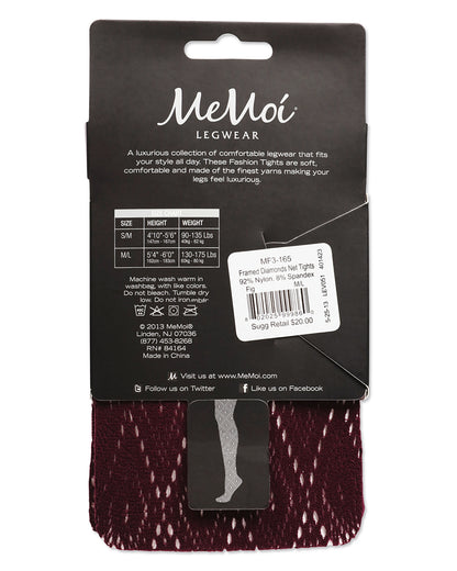 Women's Framed Diamonds Nylon Net Tights : Color: Fig