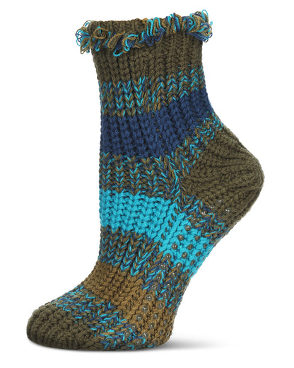 Women's Woven Shades Anklet Home Socks : Color: Ivy Green