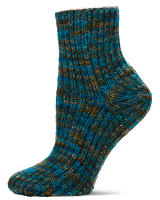 Women's Chunky-Ribbed "Stripe Sensation" At-Home Ankle Sock : Color: Ivy Green