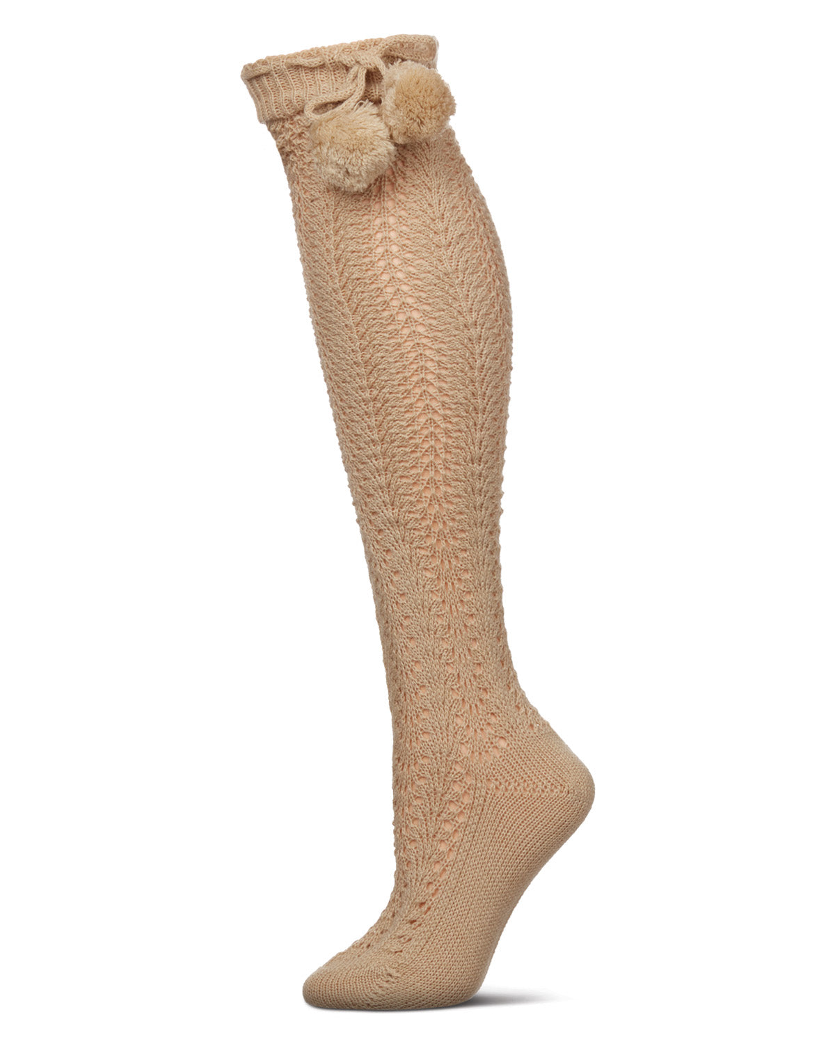 Women's Pointelle Class Over The Knee Home Socks : Color: Cream