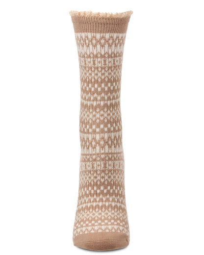 Women's "Pattern Metrics" Cotton Rich Crew Sock : Color: Tan