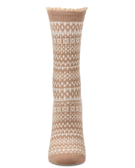 Women's "Pattern Metrics" Cotton Rich Crew Sock : Color: Tan