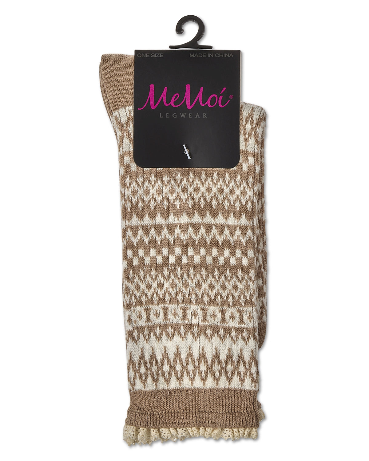Women's "Pattern Metrics" Cotton Rich Crew Sock : Color: Tan