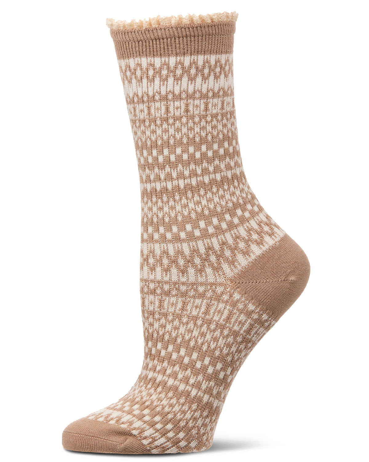 Women's "Pattern Metrics" Cotton Rich Crew Sock : Color: Tan