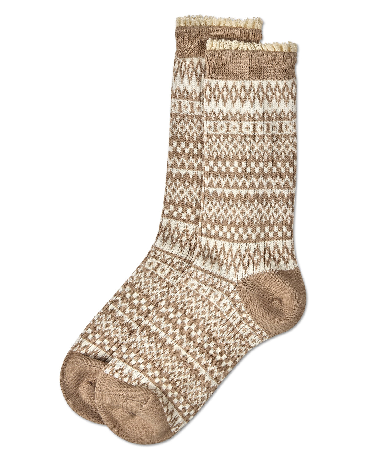 Women's "Pattern Metrics" Cotton Rich Crew Sock : Color: Tan