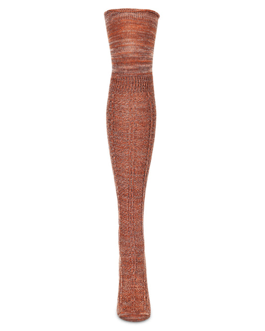 Diamond Panel Over The Knee Cotton Blend Warm Socks : Color: Rust