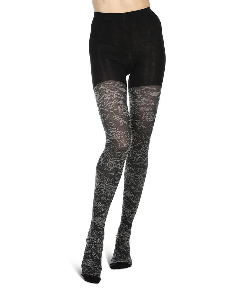 Paisley Pop Cotton Blend Sweater Tights