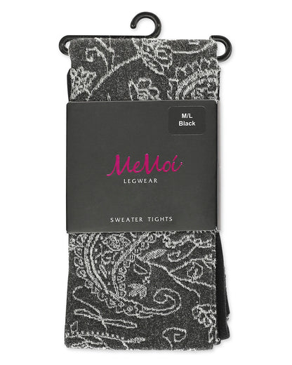 Paisley Pop Cotton Blend Sweater Tights : Color: Black