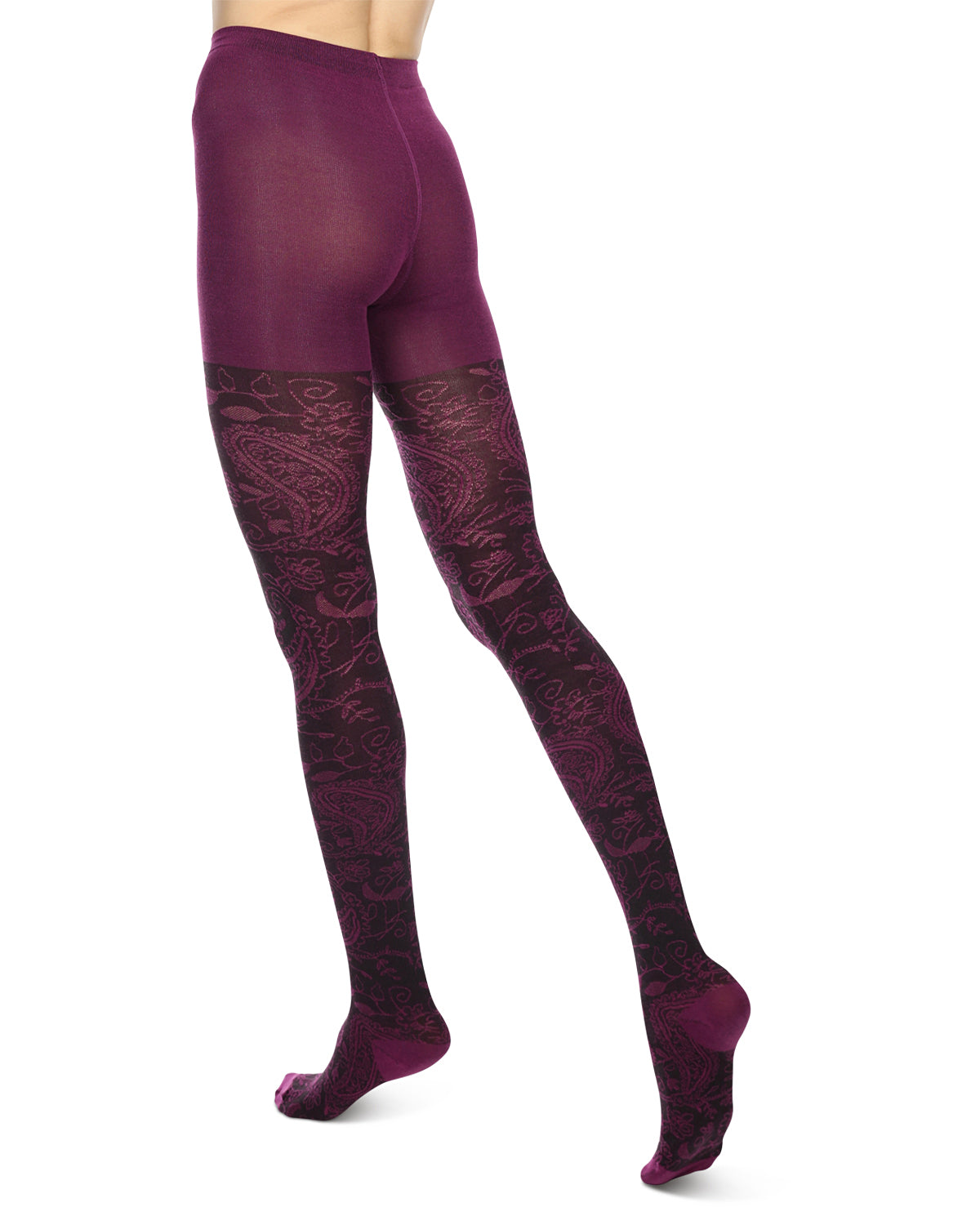 Paisley Pop Cotton Blend Sweater Tights : Color: Phlox