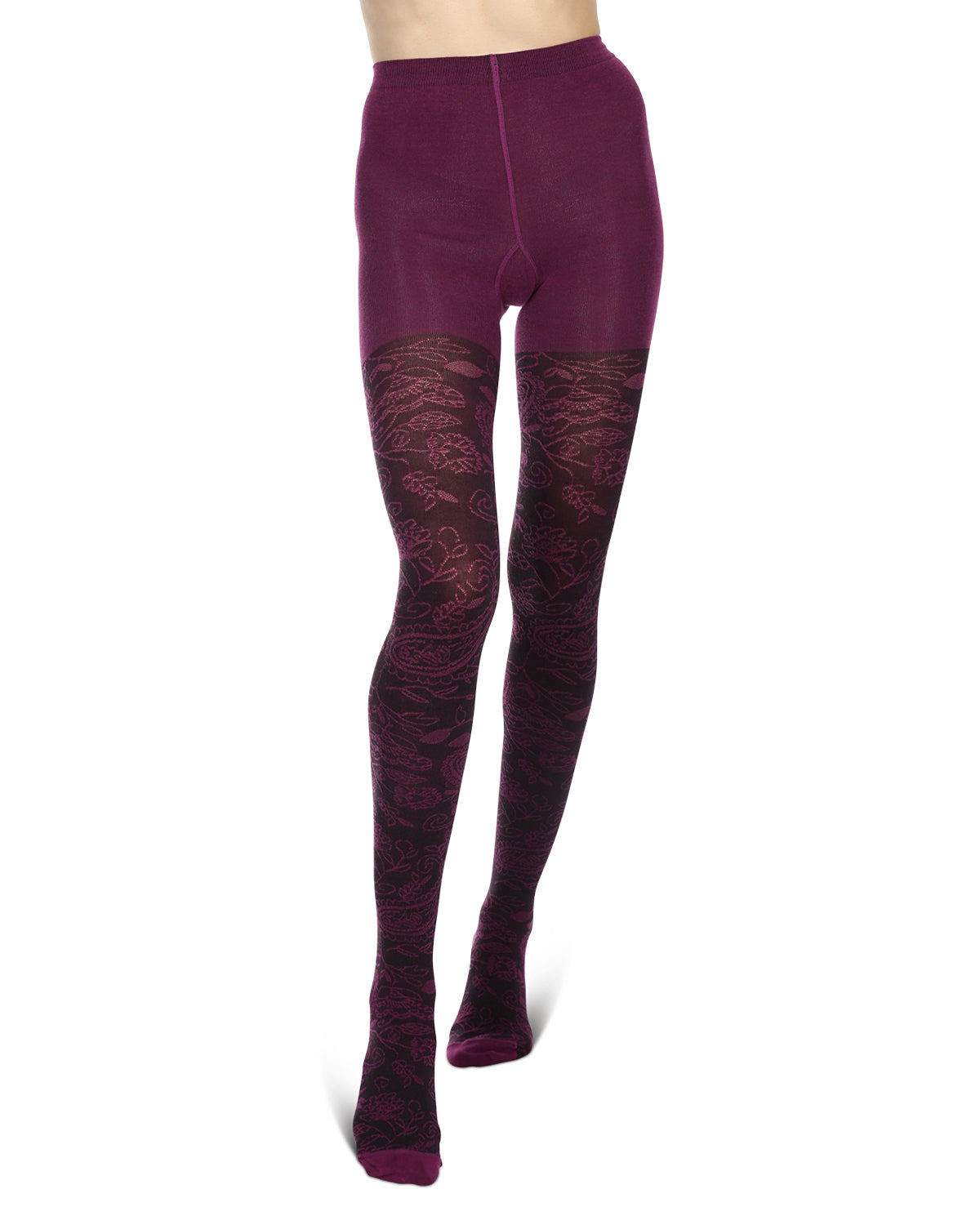 Paisley Pop Cotton Blend Sweater Tights : Color: Phlox