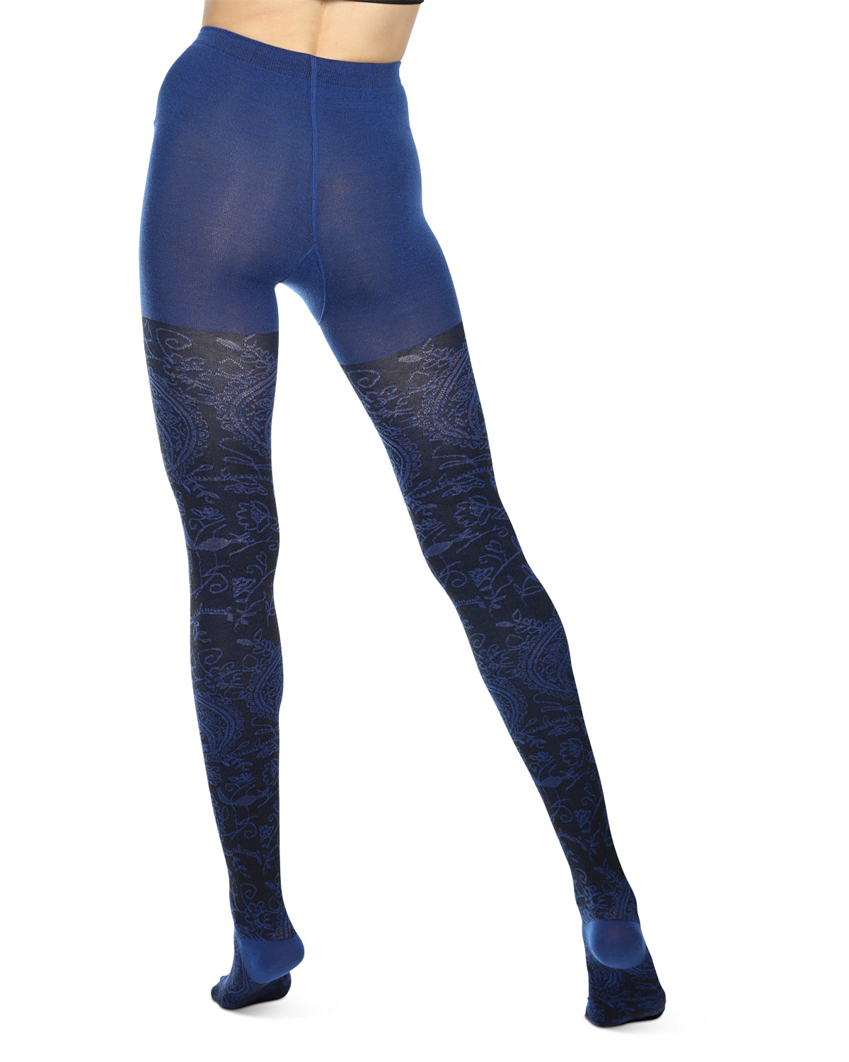 Paisley Pop Cotton Blend Sweater Tights : Color: Royal Blue