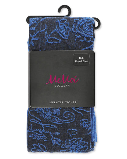 Paisley Pop Cotton Blend Sweater Tights : Color: Royal Blue