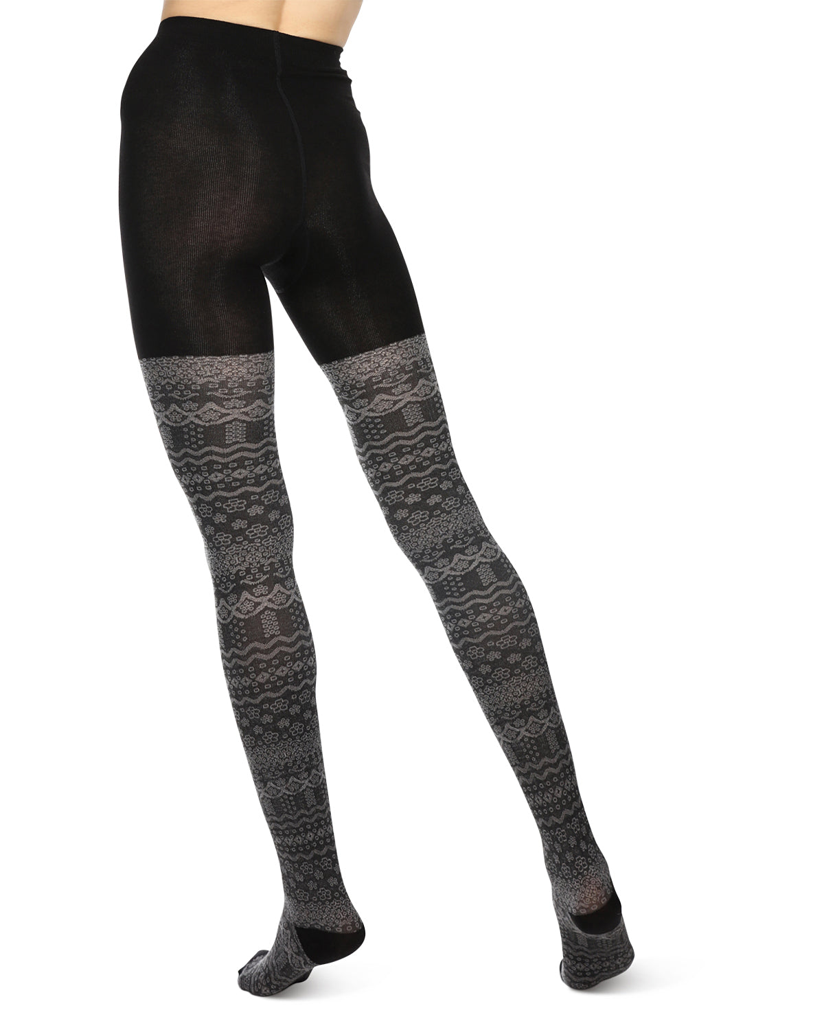 Fair Isle Frost Cotton Blend Sweater Tights : Color: Blue Coral