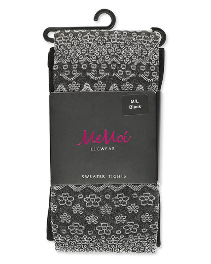 Fair Isle Frost Cotton Blend Sweater Tights : Color: Blue Coral