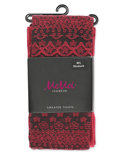 Fair Isle Frost Cotton Blend Sweater Tights : Color: Blue Coral