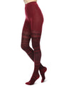 Fair Isle Frost Cotton Blend Sweater Tights : Color: Rhubarb