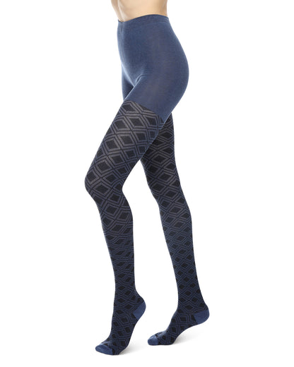 Diamond Daze Cotton Blend Sweater Tights : Color: Bijou Blue