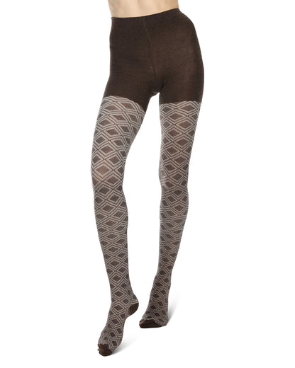 Diamond Daze Cotton Blend Sweater Tights : Color: Brown Heather
