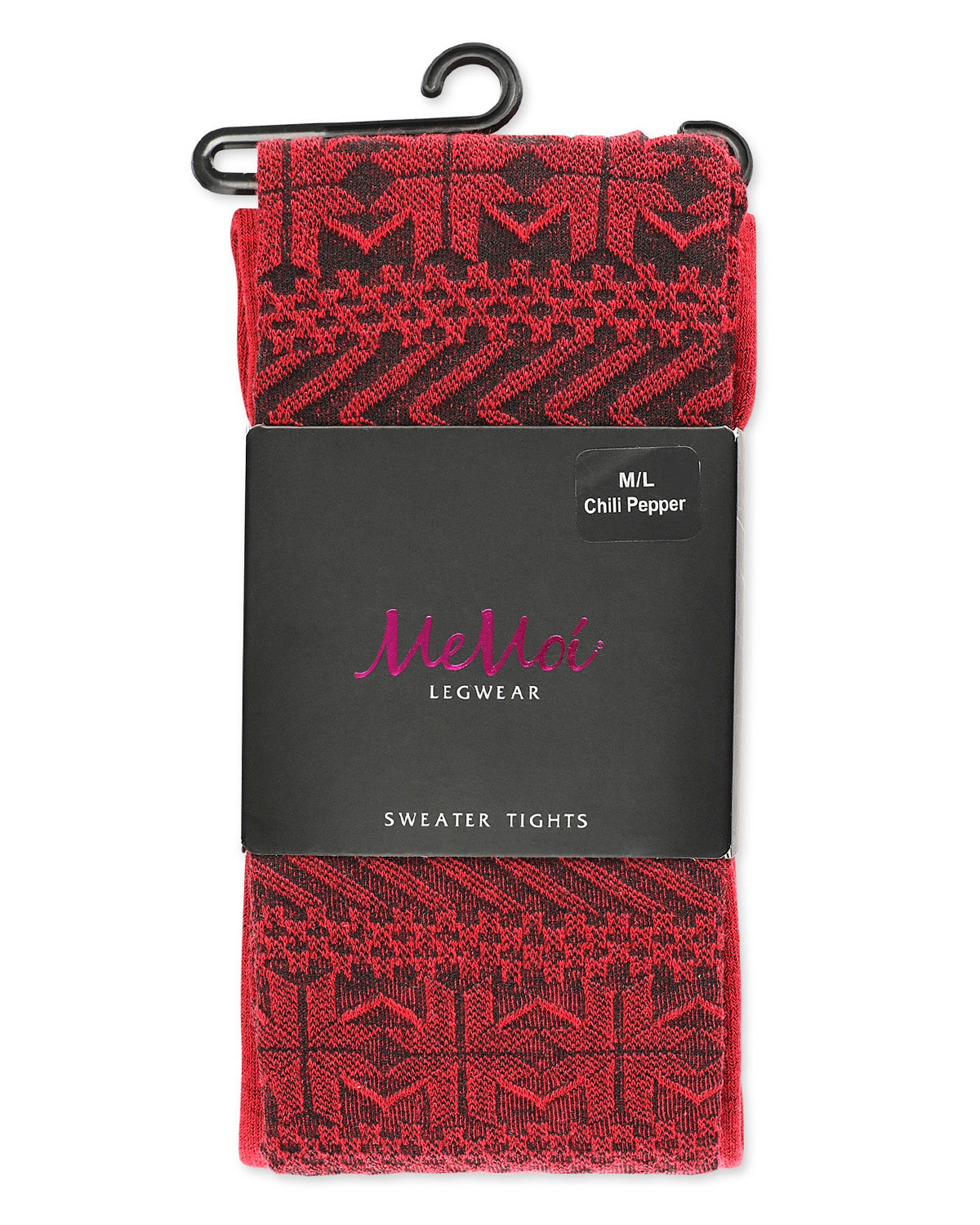 Snowflake Cotton Blend Sweater Tights : Color: Chili Pepper