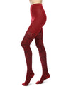 Snowflake Cotton Blend Sweater Tights : Color: Chili Pepper