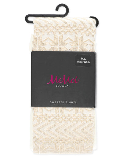 Snowflake Cotton Blend Sweater Tights : Color: Winter White