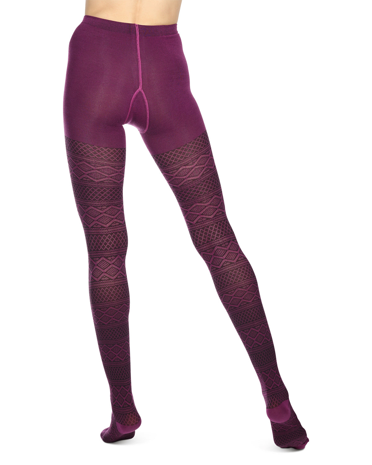 Fair Isle Diamond Sweater Tights : Color: Phlox