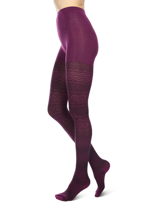 Fair Isle Diamond Sweater Tights : Color: Phlox