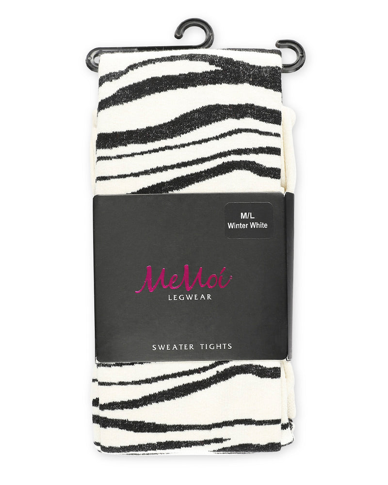 Zebra Stripe Cotton Blend Sweater Tights