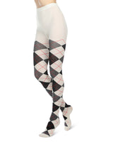 Women's Lemon Legwear | Tip Toe Argyle Tights | Graphite