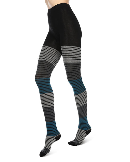 Gradient Stripes Sweater Tights : Color: Blue Coral