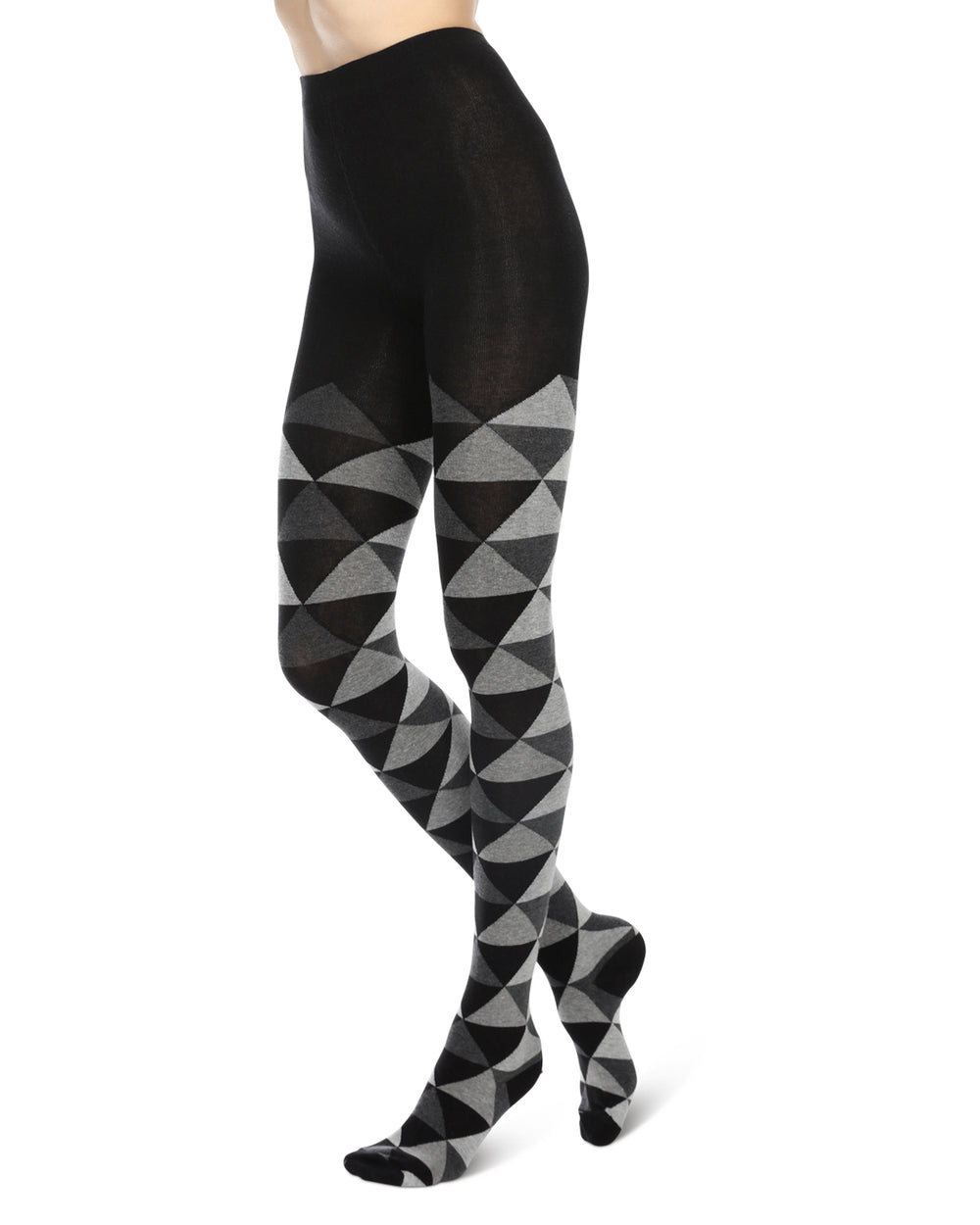 Triangular Cotton Blend Sweater Tights : Color: Black