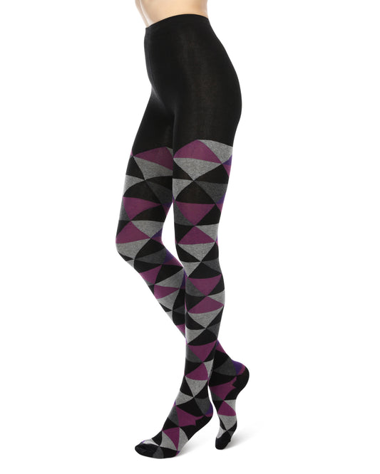Triangular Cotton Blend Sweater Tights : Color: Dark Gray Heather