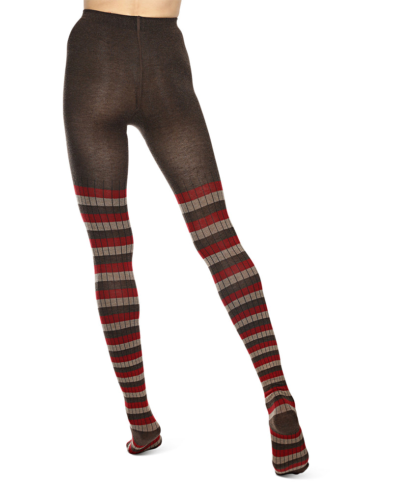 MeMoi Grand Stripe Cotton Blend Sweater Tights - Mens - Male