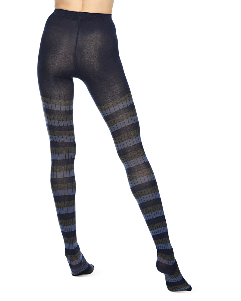 Colored Stripes Cotton Blend Sweater Tights