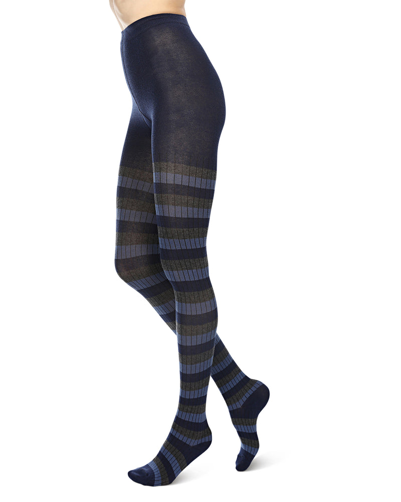 Colored Stripes Cotton Blend Sweater Tights