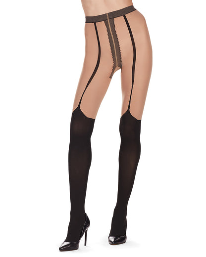 Delicate Bow Back Opaque Tights : Color: Black