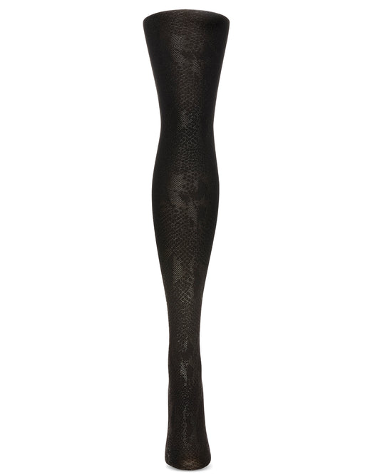 Women's Glitzy Python Opaque Nylon Tights : Color: Black