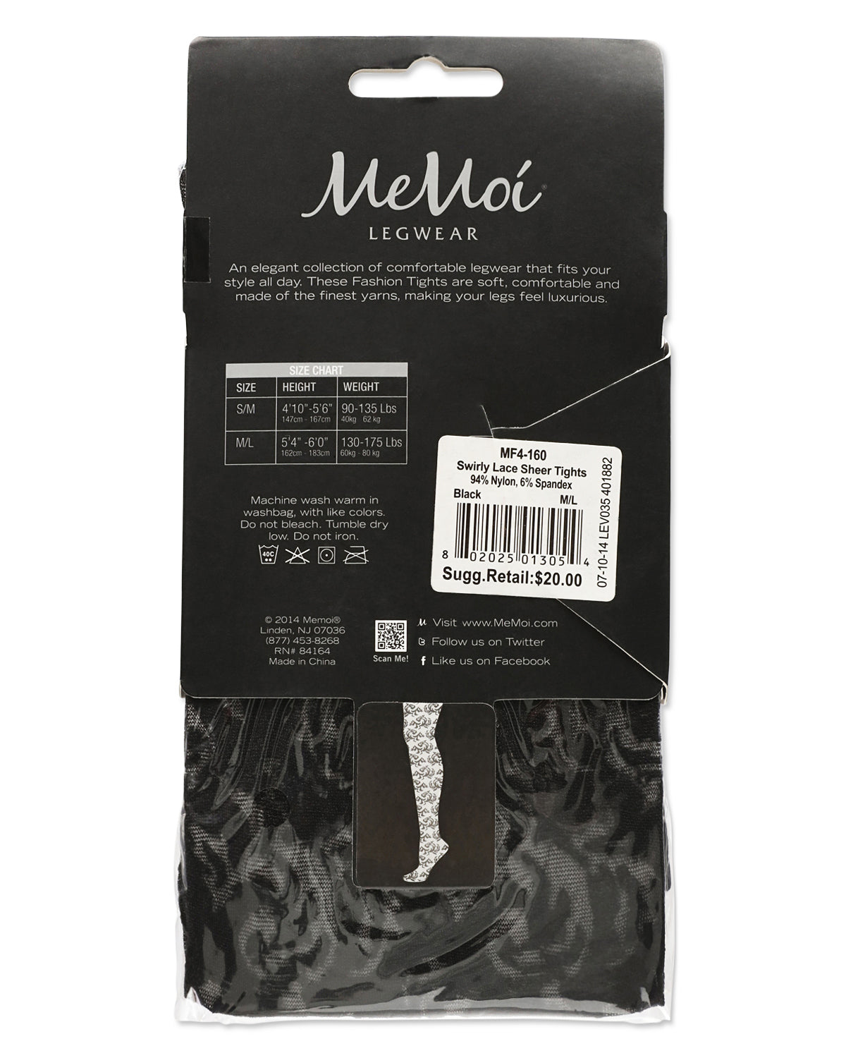 Women's Swirly Lace Sheer Tights : Color: Black