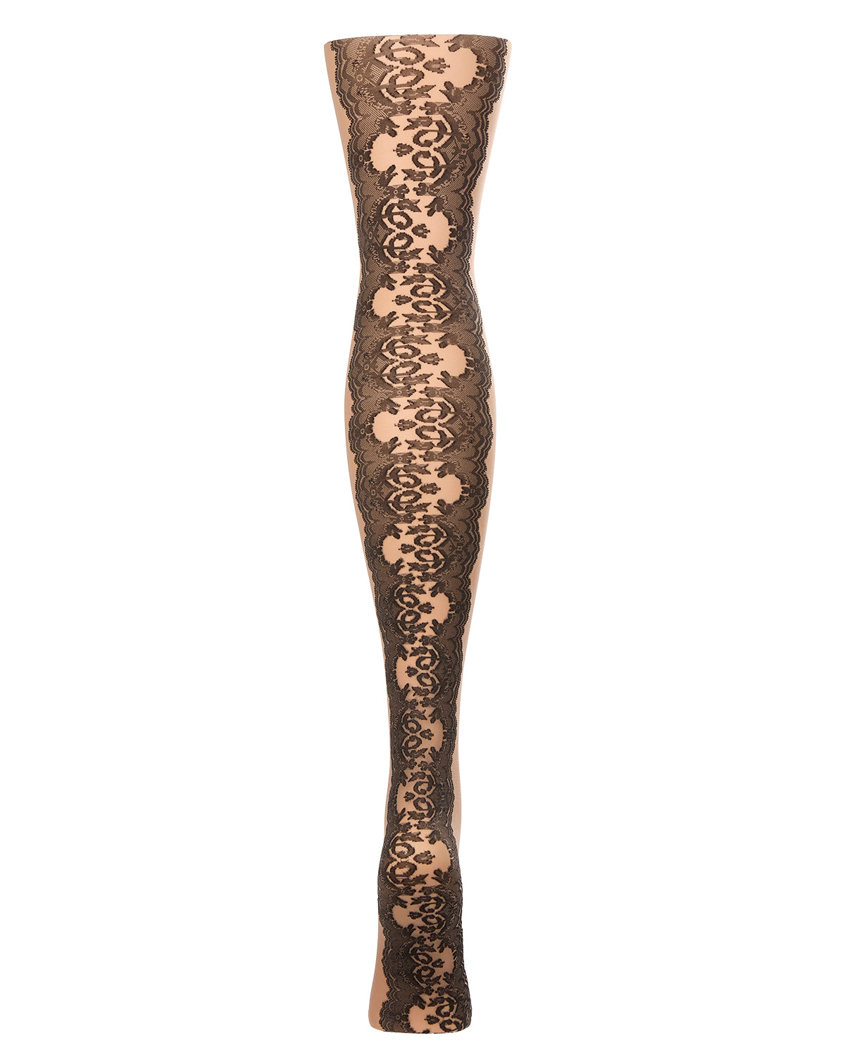 Women's Sheer Elegant Lace Tights : Color: Black-Black