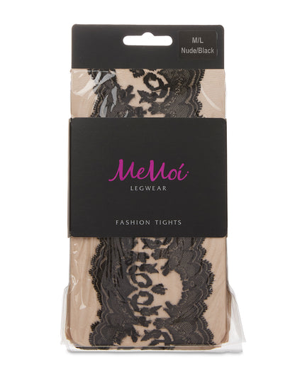 Women's Sheer Elegant Lace Tights : Color: Black-Black