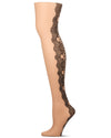 Women's Sheer Elegant Lace Tights : Color: Nude-Black