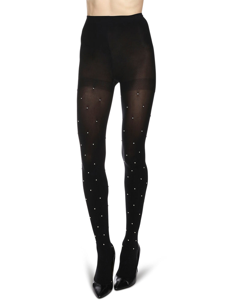Women's Studded Bling Opaque Nylon Tights