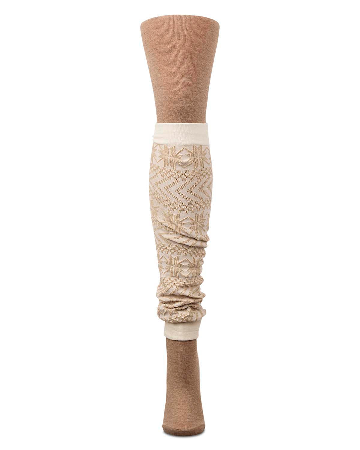 Snowflake Legwarmer/Flatknit Cotton Blend Sweater Tights